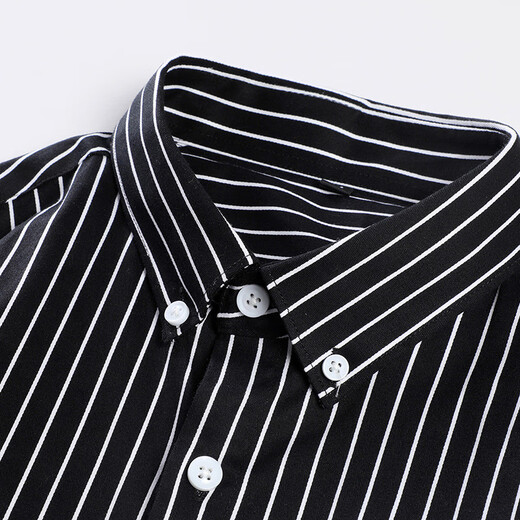 Camisa Woodpecker (TUCANO) para hombre, camisa con solapa informal de negocios para las cuatro estaciones, camisa a rayas, tops versátiles, rayas blancas y negras para hombre 2XL