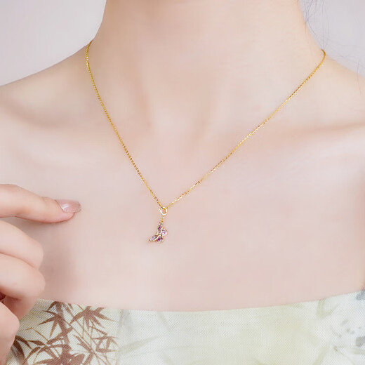Zokai yellow 18K gold pendant butterfly necklace enamel necklace Chinese style birthday gift D11276