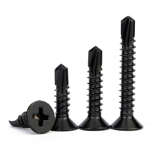 Jinchao 410 stainless steel black zinc cross countersunk head flat head drill tail screw self-tapping self-drilling screw countersunk head dovetail wire M4.2*25 (50 pieces) black 410