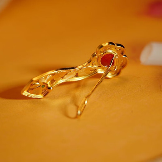 Tongrubi old Phoenix national style persimmon persimmon south red Ruyi hairpin filigree chiseled peony lace clip Chinese style palace everything goes well hairpin