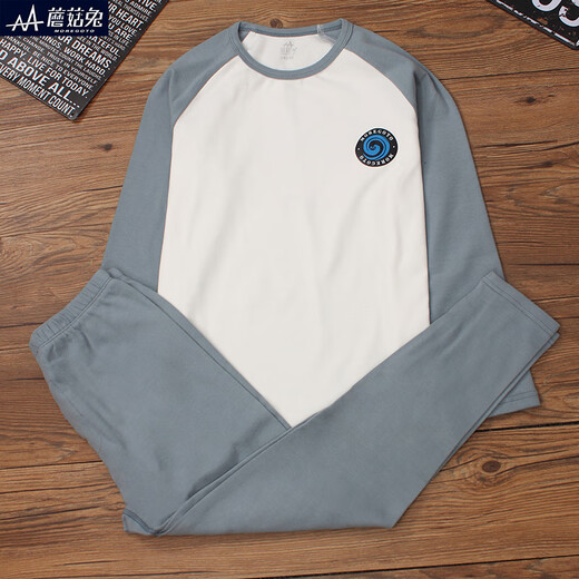 Juego de ropa interior para niños de champiñones, suéter de algodón engrosado, estilo de otoño e invierno, flojo de niños mediano y grande más grasa más ropa y pantalones de otoño más grandes, B9925 mangas verdes blancas + B9926 gris y verde, más de 140 grasas es adecuada para 80 Jin [Jin Equals 0.5 kg]