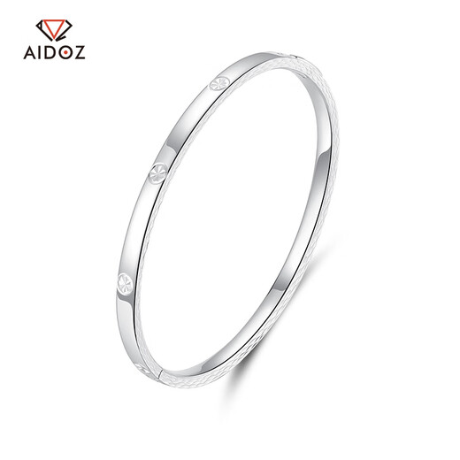 Aido diamond pt950 platinum bracelet for women, shiny plain ring, glossy oval chaise bracelet, inner diameter 58mm, weight 14.44g, width about 4.0mm