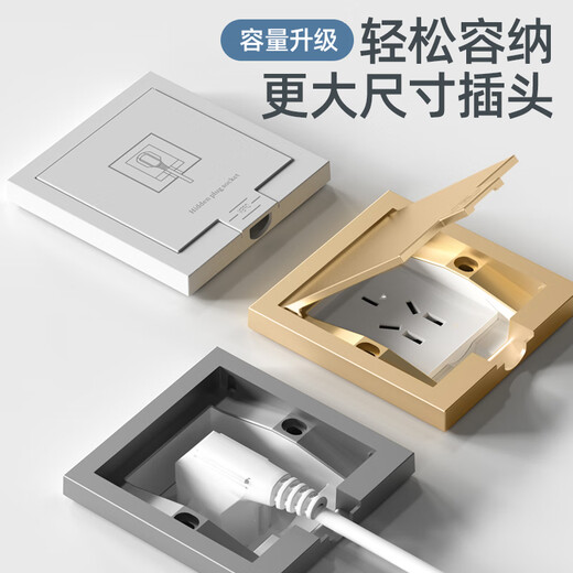 
International Electrician embedded socket, hidden socket, special for recessed refrigerator, embedded invisible 86 type wall panel recessed 10A five-hole socket [Gray]