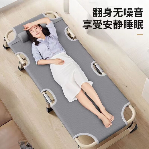 甄严选折叠床单人午休床折叠躺椅家用办公室午睡床简易行军床医院陪护床 圆管沉稳黑178*56【店长推荐】