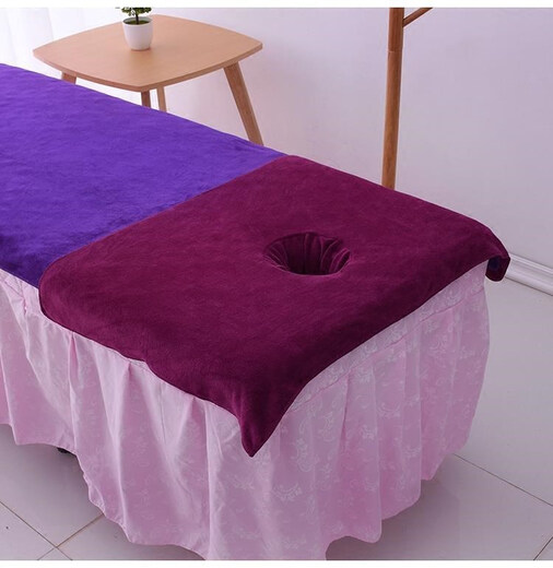 Bingxingmeng beauty salon bed sheet massage bed physiotherapy with hole opening beauty bed special bed turban lying towel large towel rose red 90x60cm (with hole)