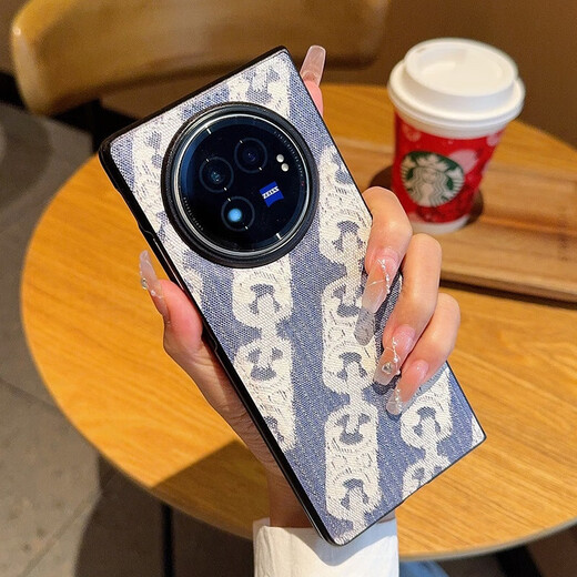 Подходит для чехла для мобильного телефона vivoXFold3, модного синего ремешка для держателя карт xfold3pro, складного защитного чехла от падения, модного синего цвета + держателя карты через плечо vivo X Fold3