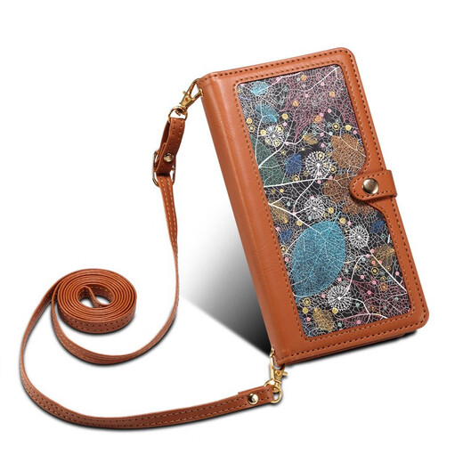 Jinhao es adecuado para iPhone16 PRO MAX HAND PANPANY Apple 15 Crossbody Willet 14 Caja de teléfono móvil con cremallera 13 Flip Hebilla magnética 12 Tarjeta Cubierta completa Case de protección anti-caza Flip Tarjeta de cremallera marrón (brazalete + correa para el hombro) Apple 15 MAX MAX