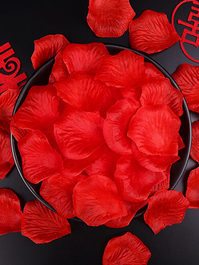 Xikile simulated petals, fake rose petals, wedding confession, hand-spreading flowers, decoration, wedding, wedding room, romantic room decoration, 1000 pieces of red simulated petals (silk cloth style)