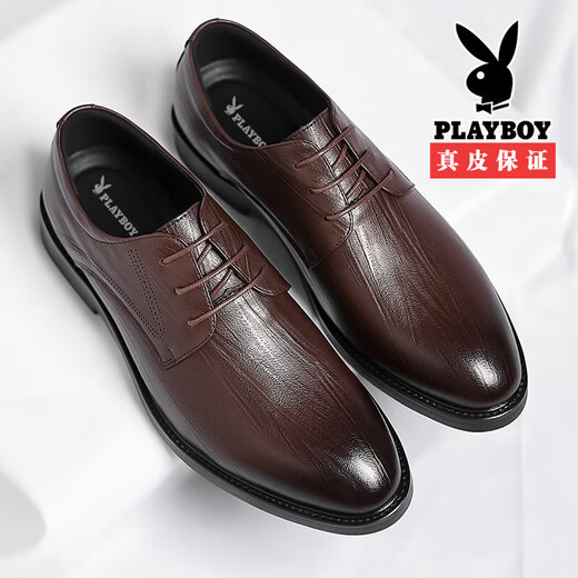 Playboy Chaussures en cuir masculin Généreuse entreprise en cuir usage formel usine en amélioration et en respirant semelle douce de mariage chaussures de marié 2025 Nouveau style 6621 noir 40
