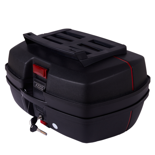Garderi Motorcycle Trunk Trunk Schnellverkaufspedal Elektrische Batteriefahrzeug-Werkzeugkasten Universal Extra-Large Storage Back Box 698 Black 45L mit Gepäckablage