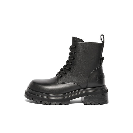 Senda Martin Boots Women's New Year Winter Shopping Mall same motorcycle style casual short leather boots XED01DD4 Black 36