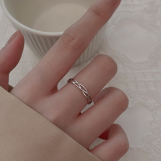 Yinao (yinao) 925 Sterling Silber Ring für Frauen Neues kleiner Pinky Index Finger Eins Ring Selbstdisziplin Heck Ring Geburtstag Valentinstag Geschenk für Selbstverletzungsring [Öffnung kann angepasst werden]