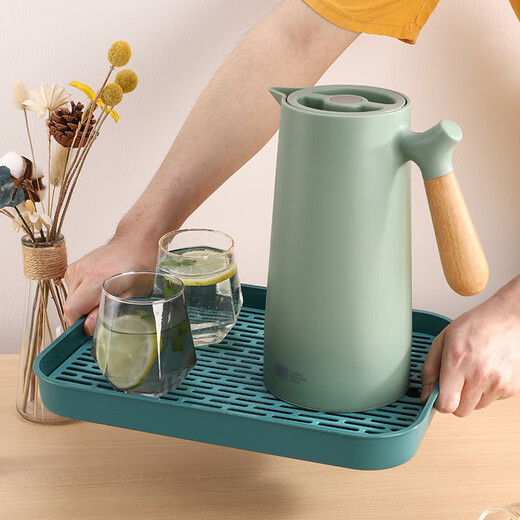 Large double-layer tea tray household rectangular drain tray water cup cup holder living room coffee table fruit tray plastic not broken beige double layer drainable