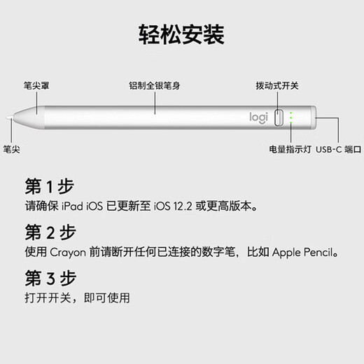 Logitech Crayon digital pen handwriting stylus pencil stylus iPad tablet pen Chinese Valentine's Day gift for boyfriend Crayon