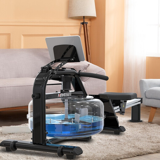 Maibaohe rowing machine, household water resistance, imported solid wood double-track rowing machine, smooth and convenient to store fitness equipment and equipment, elite version, stainless steel frame/elegant black