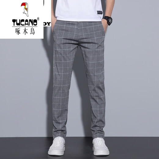 Pic pantalon à plaid de pic (Tucano) pantalon de style coréen pantalon long en vrac de style coréen