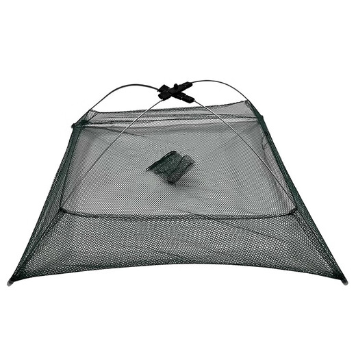Fishing Zone Fishing Net Lifting Net Fishing Net Cage Open Folding Fish and Shrimp Net Moving Net Lobster and Shrimp Net Fishing Tools 60*60cm+Five-piece Set Dense Mesh Folding Portable