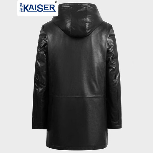 凯撒（KAISER）牛皮皮衣貂皮大衣男中长款派克服外套皮毛一体男皮草整貂水貂内胆 黑色（貂绒袖里） 50/XL