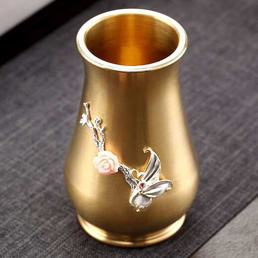 Jiutang silver-inlaid brass tea ceremony six gentlemen tea cup tea leaves tea clip tea knife needle tweezers tea spoon spatula set tea accessories brass inlaid silver six gentlemen orchid