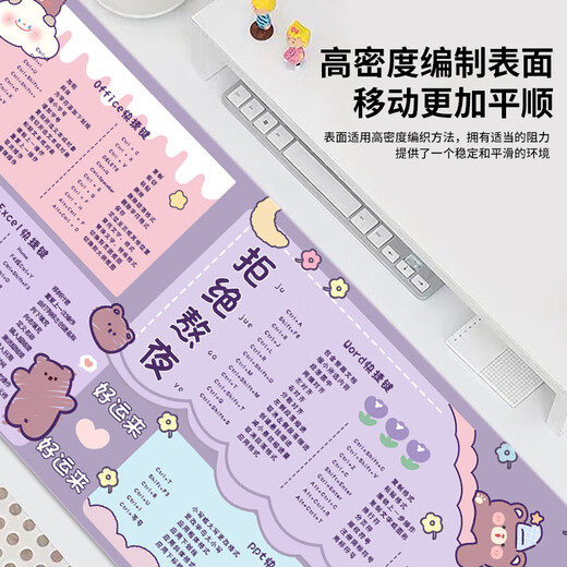 Pad, almohadilla de mouse de gato de tres colores, una colección de llave de acceso directo súper grande de la almohadilla de aprendizaje de la almohadilla personalizada de las chicas lindas del teclado del teclado del teclado PS PS-Sports Cartoon Cartoon Lock Edge Borded Borde 9901 Negarse a permanecer al final de los 60 cm x 30 cm x 4 mm