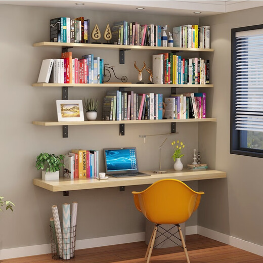 Yuanliang wall-mounted bookshelf, wall-mounted bookshelf, solid wood partition bookshelf, wall-mounted, wall-mounted multi-layer storage rack, living room decorative rack, shelf shelf, bag display rack, length 180, width 30, thickness 1.7cm with bracket