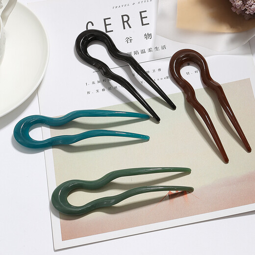 Meng Junchen simple U-shaped hairpin large retro Japanese hairpin hairpin adult versatile ball hairpin headdress black