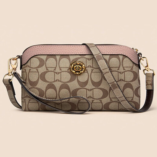 Gelozid Birthday Gift Handbag Women's Clutch Long Wallet Clutch Bag Shoulder Crossbody Bag Mother's Style Small Khaki (Handbag Style - Wrist Strap)