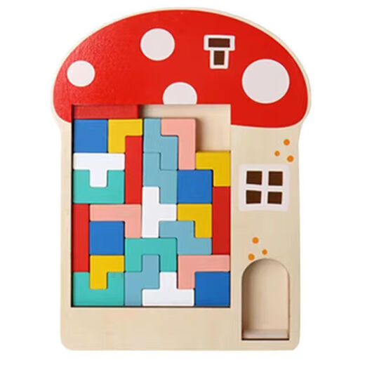 Yu Jianxiong Children's Wooden Tetris en trois dimensions grandes blocs de construction de puzzle Toys Toys Multifonctional Pie Board Interaction parent-enfant 2-3-6 ans garçons et filles façonner la cognition Dinosaure Tetris
