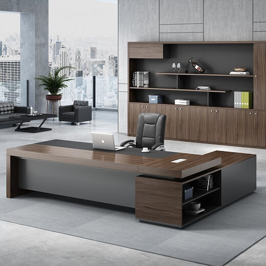 Mu Zhexi's boss table is simple, modern and elegant, office desk and chair, fashionable president's table, 1.6m boss table + boss chair