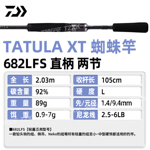 达亿瓦24款TATULA XT 蜘蛛路亚竿鲈钓泛用竿微物翘嘴远投 2.03m 682LFS【直柄2节】
