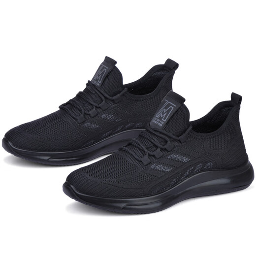 
Qianhongfu summer breathable middle-aged and elderly casual sports shoes men's mesh black work shoes cloth shoes men's single shoes spring and autumn shoes men's shoes A03-6630 black 42