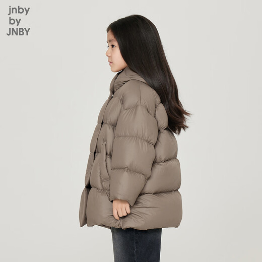 
jnby by JNBY Jiangnan cloth children's clothing autumn and winter down jacket thickened warm soft hooded boys and girls children 1NAC12610 216 wax pink camel color 130 cm