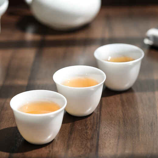 MULTIPOTENT China White Complete Kung Fu Tea Set Jade Porcelain Ultra-Thin Cover Bowl Set 10 Pieces (Anti-Breakage Packaging) YQ0055