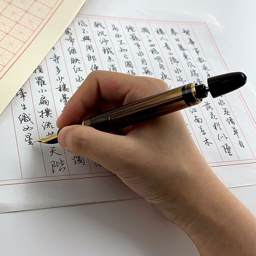 永生699钢笔负压上墨铱金笔大容量大明尖0.5f尖新品 半透黑金夹(实色笔握) M尖0.7mm
