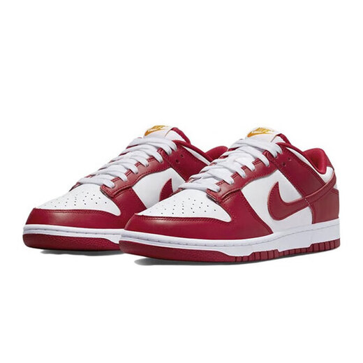 Nike (Nike) Chaussures masculines Dunk Low Black et blanc Panda blanc violet confortable Low Top Sports Casual Chores Retro Retro Trendy Skateboard Chaussures DD1391-602-White / Red 43
