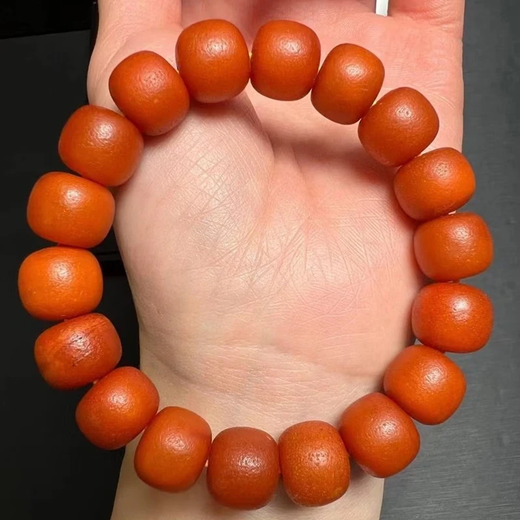 Xunran European return antique orange peel old wax bracelet Russian material chicken oil red full wax pure thick pine fragrance rich simple atmosphere