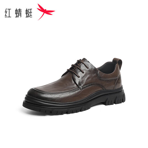 Red Dragonfly Men's Leather Shoes Spring and Autumn Men's Lace-up Genuine Leather Formal Leather Shoes Business Work Shoes WTA34061 Brown 42