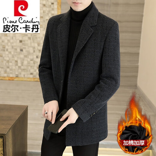 Pierre Cardin High-End-Herbst und Winter Neue Wollmantel-Männerjacke mit mittlerem Anzug mit Mid-Länge-Halsbändern im mittleren Alter im mittleren Alter.