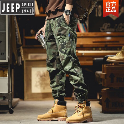 Jeep Spirit American Camouflage Hosen Männer Lose Krawatten im Freien Frühlings- und Herbsthosen Männer lässige Hosen Trendy Retro Work Hosen Männer A679 Tarnung Khaki 33 zwei Füße sechs