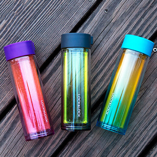 
Lock Lock Star Diamond Double Glass Water Cup Heat-resistant and Anti-scalding Summer Color Gradient With Tea Net Creative Portable Cup LLG653 LLG655 Pink Gradient 350ml