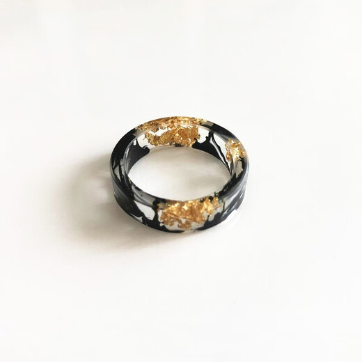 Colorful ink ring couple Internet celebrity ins2022 new resin gold foil original personality niche ring blue gold