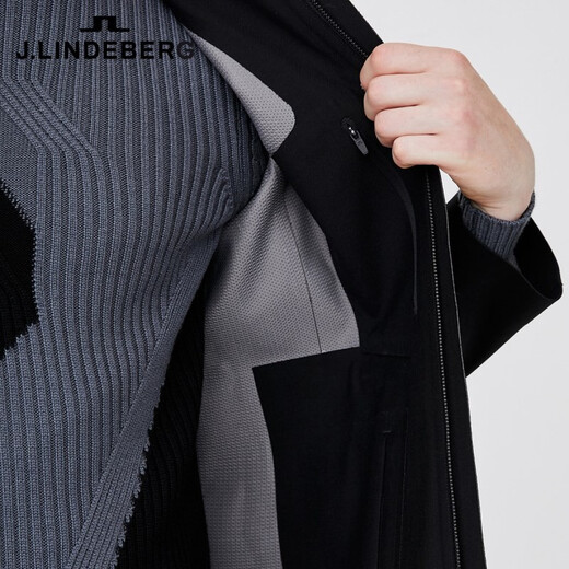金林德伯格（J.Lindeberg）商场同款潮流休闲含羊毛舒适中长款夹克外套男519321505 RPR黑色 M