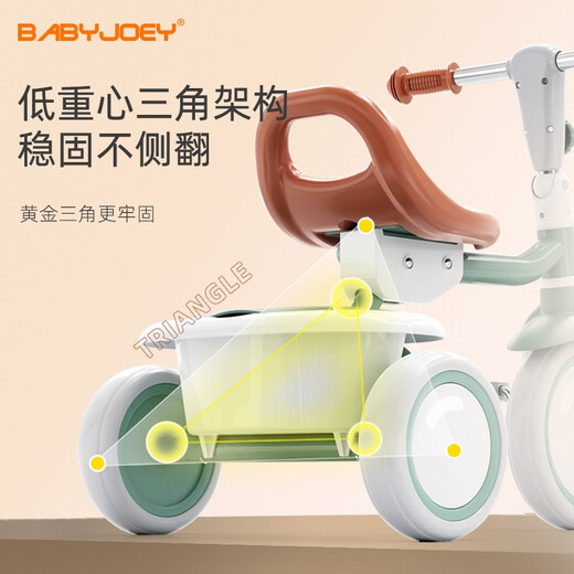 BABYJOEY British children's tricycle bicycle stroller 1-5 years old lightweight foldable baby stroller TT61 gift Mars Green (with push rod)