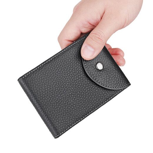 FXS Card Holder ID Bag Men's Genuine Leather Wallet Multi-Slot Driver's License Leather Case Anti-Degaussing Cow Leather Portable Bank Card Holder Brown-Standard Card Holder