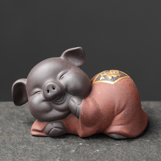 Yuxuan purple sand tea pet creative five blessing pig ornaments handmade tea art mini gold painted tea toy tea set accessories five blessing pigs