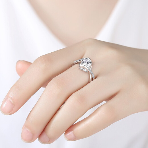 AVHE platinum diamond ring PT950 Angel's Kiss twisted arm ring cultivated diamond wedding gift to send Chinese Valentine's Day platinum D color 30 points cultivated diamond - Platinum Angel's Kiss No. 9-20 circle can be remarked