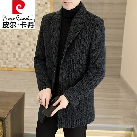 Pierre Cardin High-End-Herbst und Winter Neue Wollmantel-Männerjacke mit mittlerem Anzug mit Mid-Länge-Halsbändern im mittleren Alter im mittleren Alter.