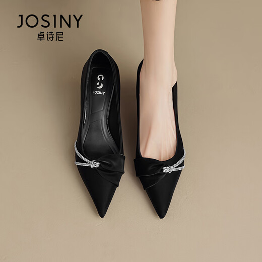 Zhuosini tacones altos para mujeres en 2025 primavera y otoño Nuevos imitadores elegantes franceses con falda temperamento en el lugar de trabajo puntiagudos con el dedo del borde del dedo del pie Black 37