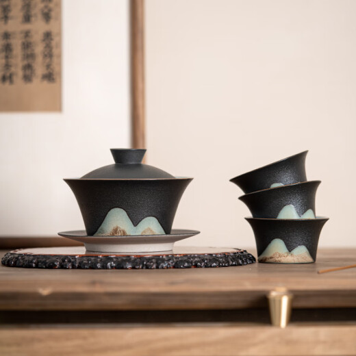 SUSHICERAMICS tea set hand-painted glaze color Sancai tureen Kung Fu tea set gift box set