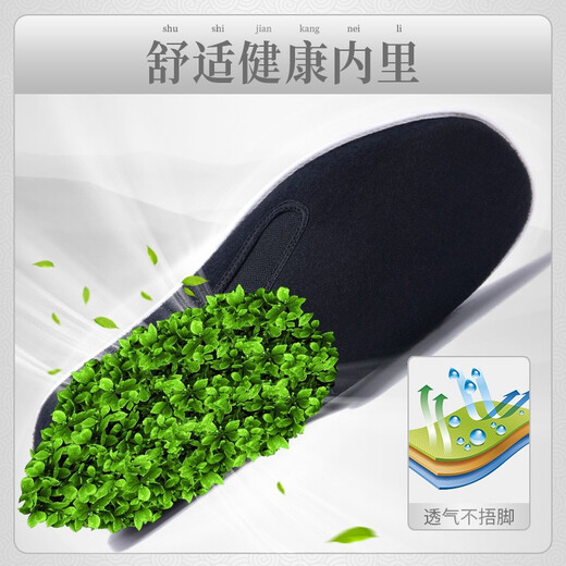 拾聚春秋季老北京布鞋男鞋呢料高档传统布鞋懒人透气爸爸鞋中老年复古 12806黑色 42